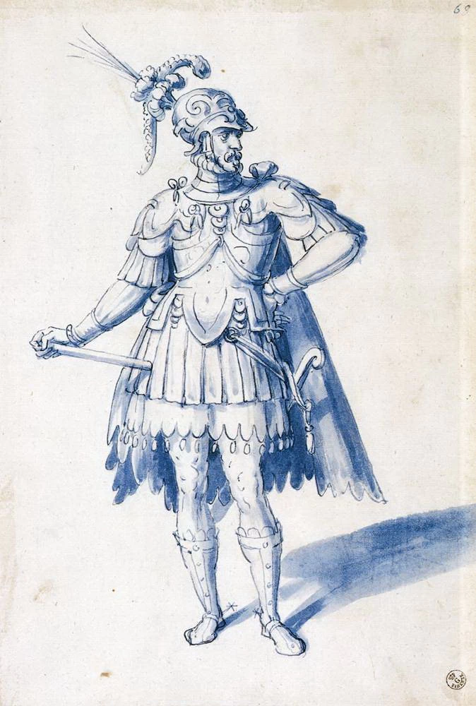 Disegno di costume per figura maschile in armi - Uffizi, Firenze